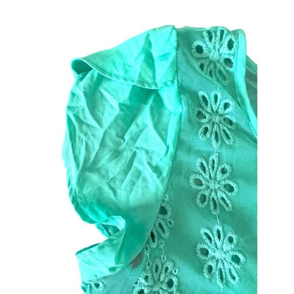 AGB PL Floral Embroidered Mesh Sheer Blouse PL - Picture 3 of 5